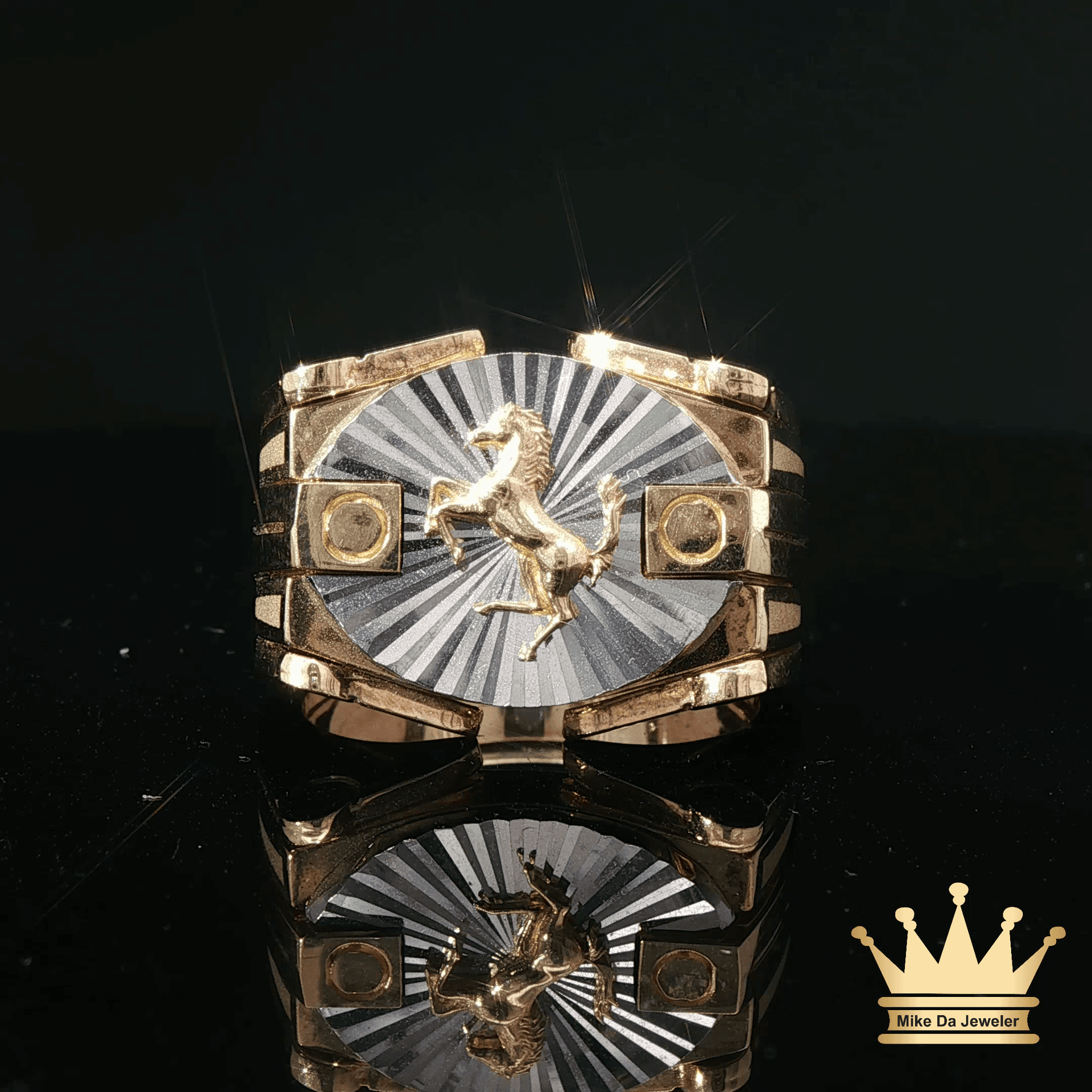 18K Gold Men's Horse Ring
