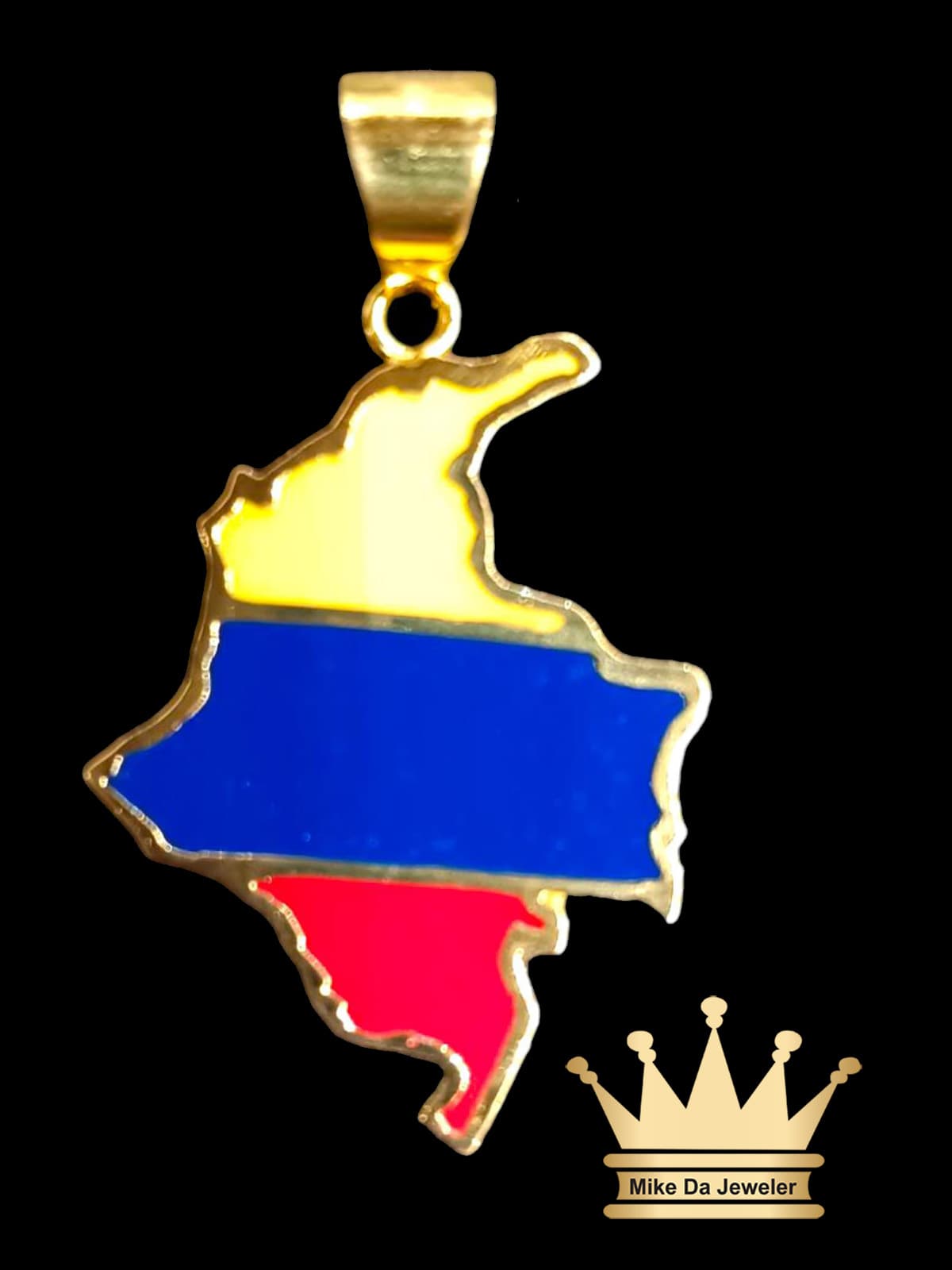 18K Handmade Customized Colombian Map Pendant