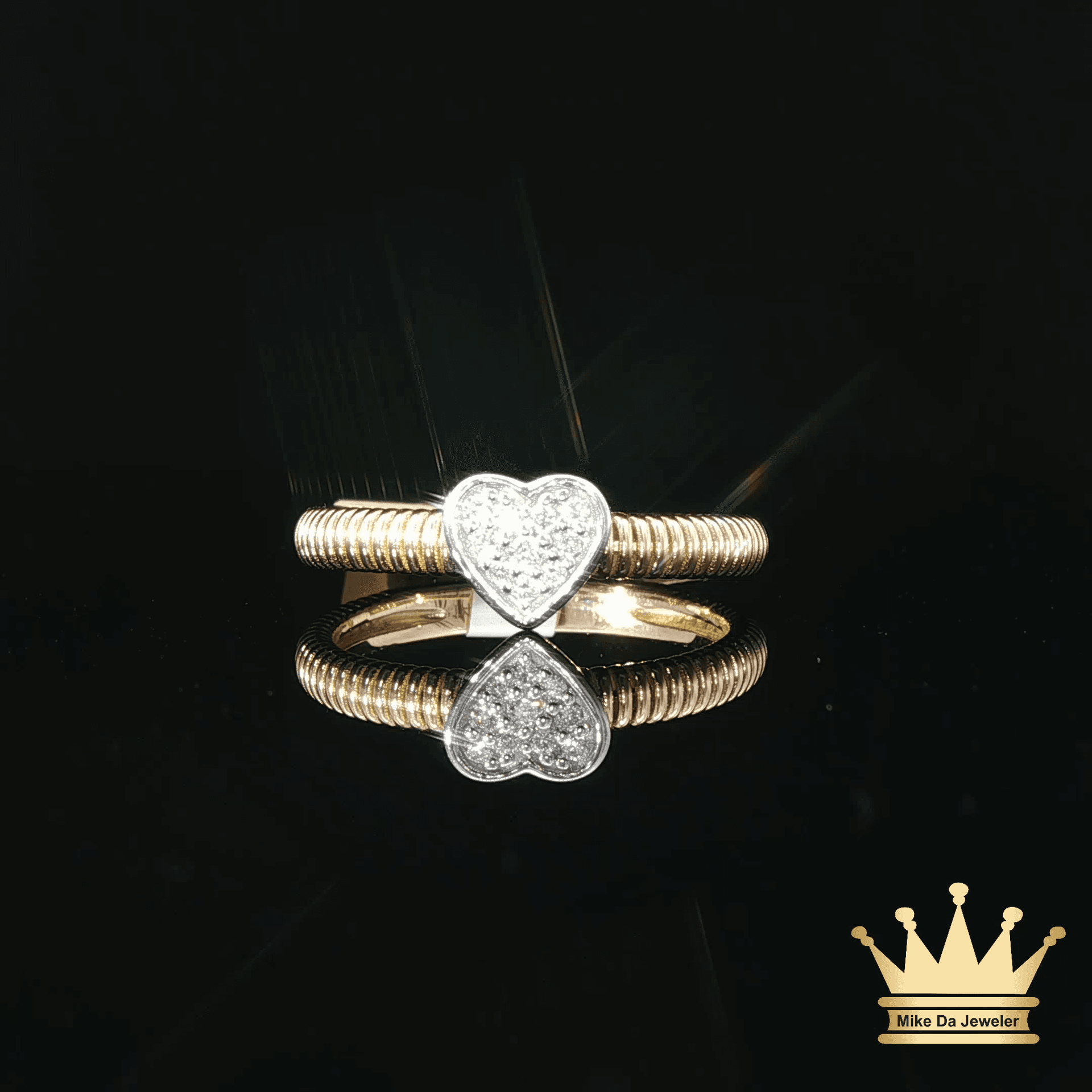 14K Gold Women's Heart Ring with Lab Grown Diamonds