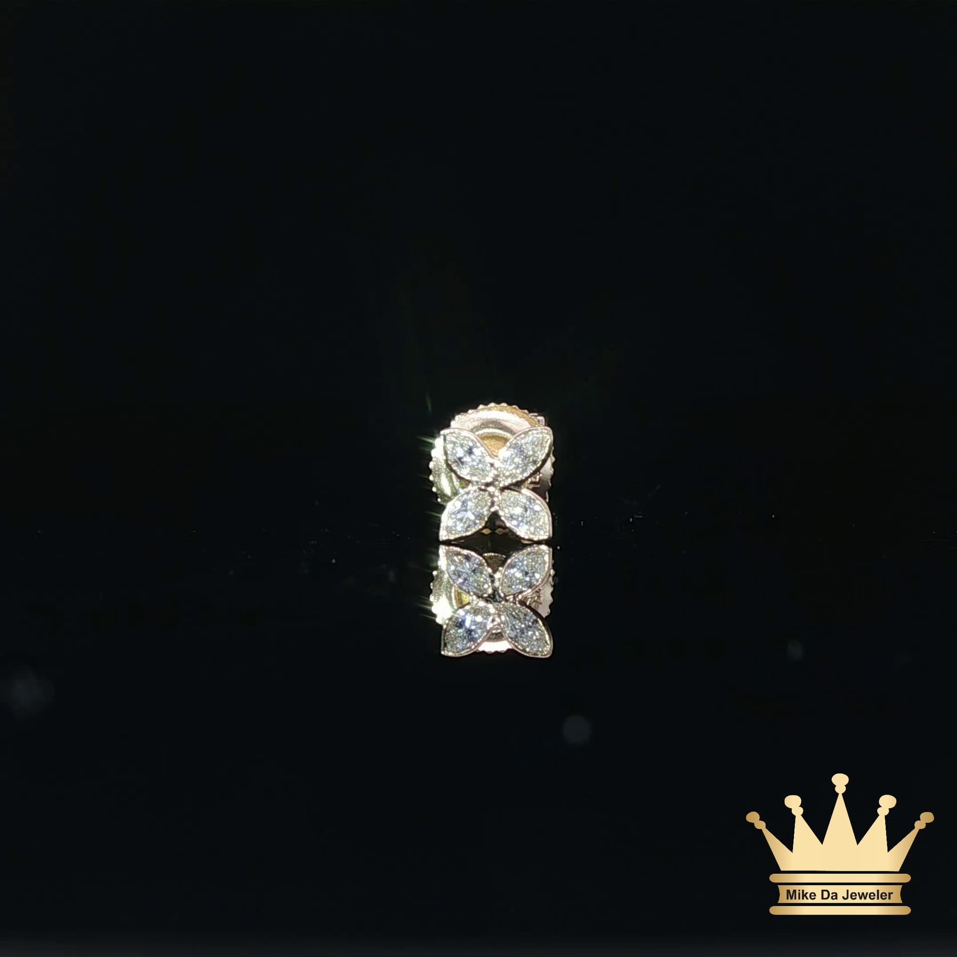 14K Gold Diamond Flower Cluster Stud Earrings