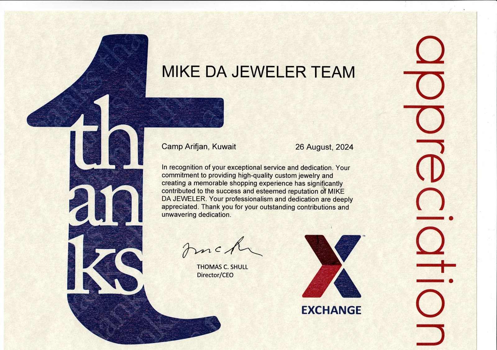 Mike Da Jeweler military recognition