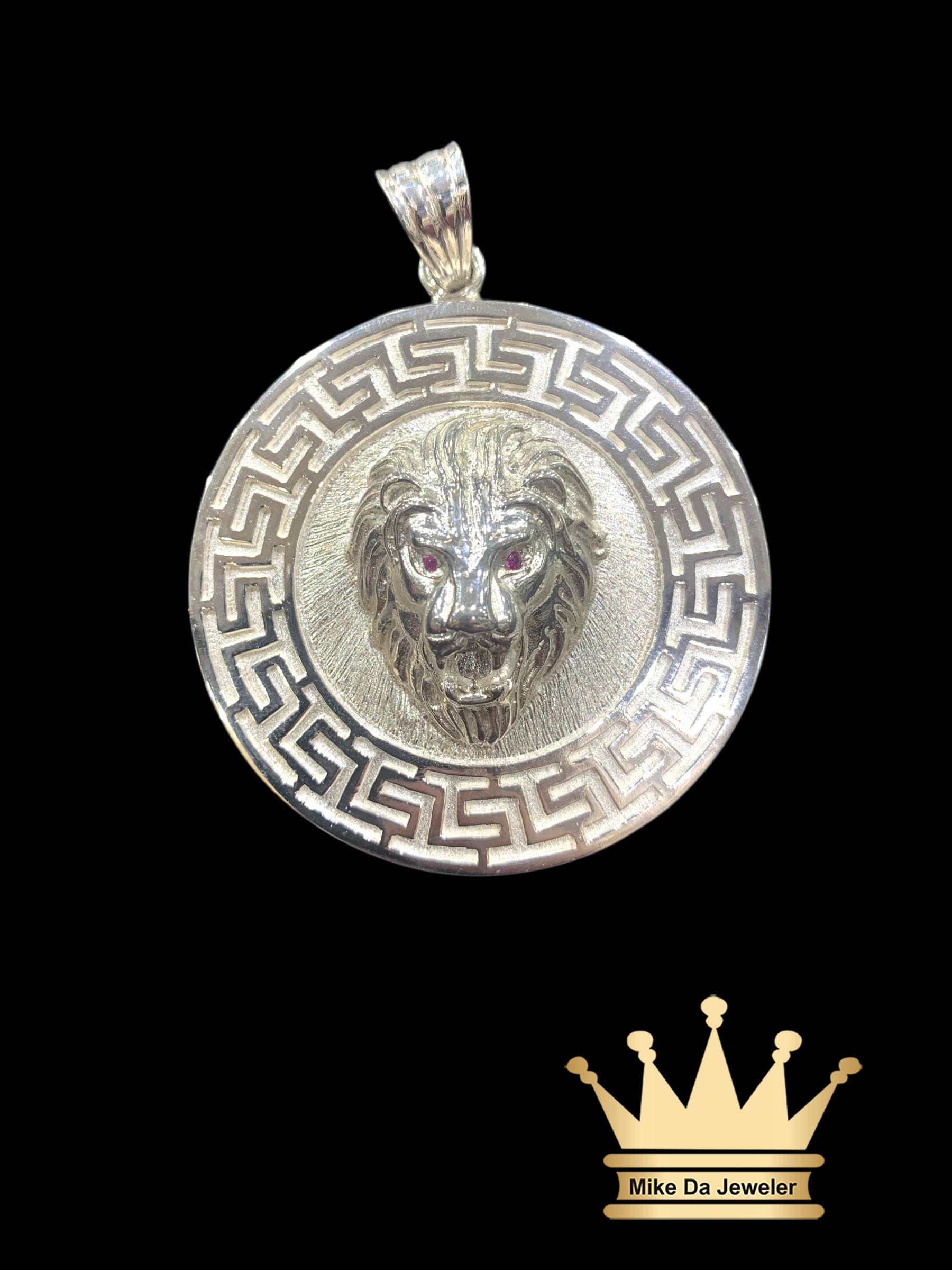 Custom Made Solid Silver Lion Head Charm Pendant