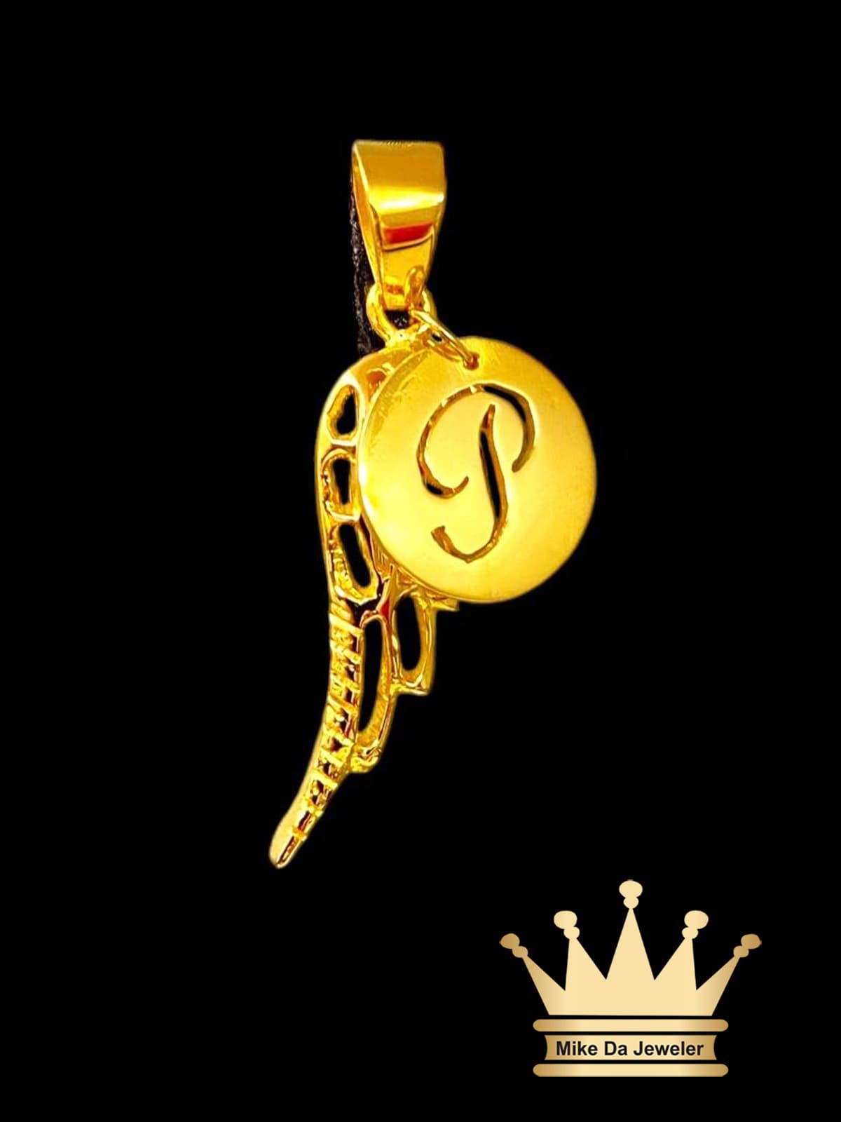 Custom Made 18K Gold Memorial Angel Wings Pendant