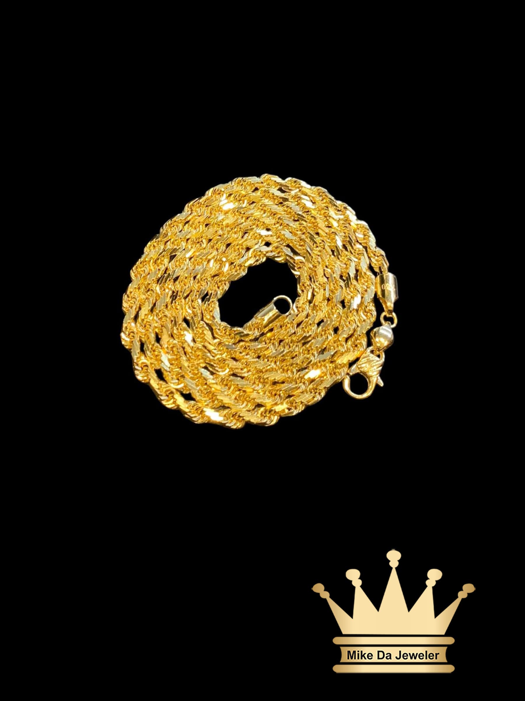 Solid 18 Karat Gold Diamond Cut Rope Chain