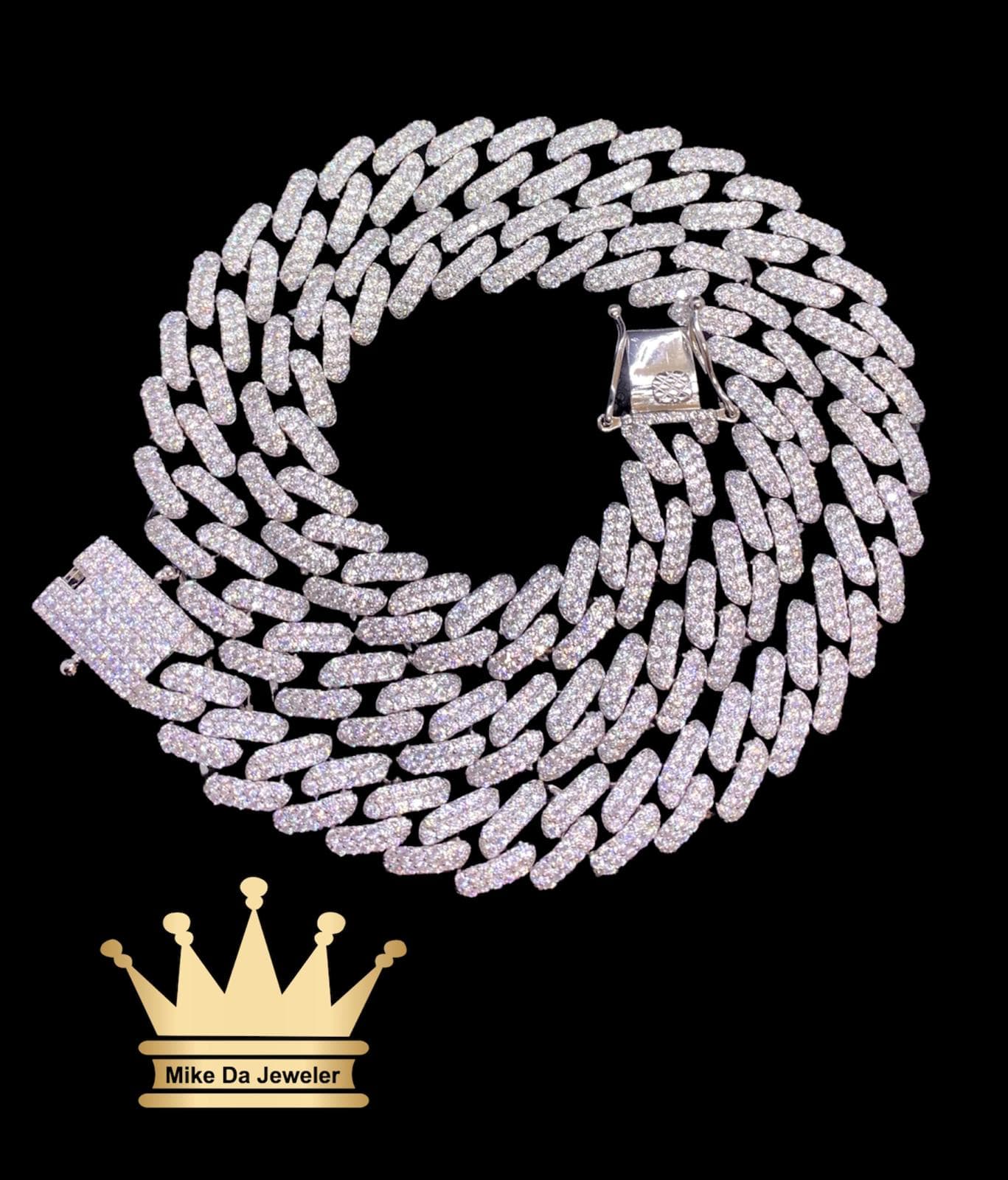 925 Sterling Silver Miami Cuban Link Chain with Cubic Zirconia