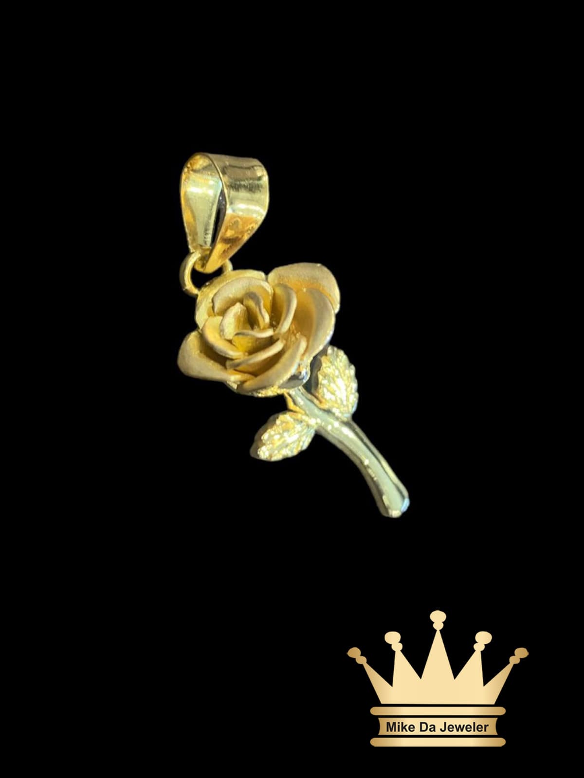 18K Solid Handmade Rose Pendant